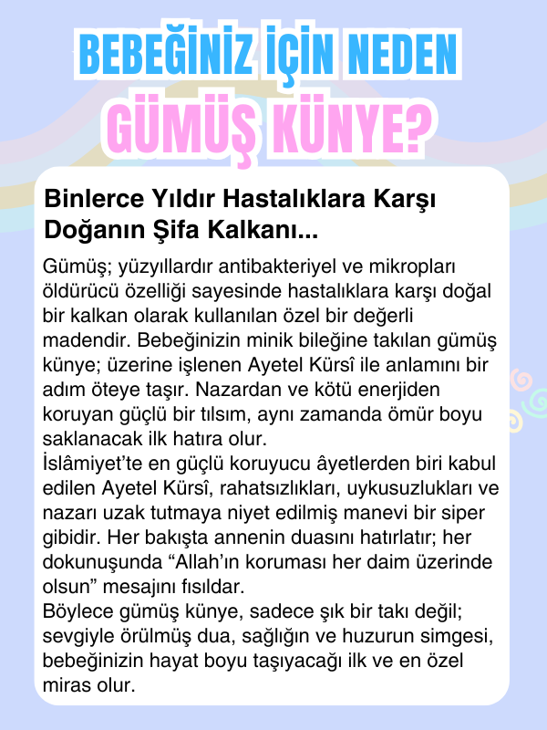 Ayetel Kürsi Dualı Harf Charmlı 925 Ayar Gümüş Bebek Bileklik