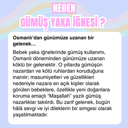 925 Ayar Gümüş Bebek İğnesi İsimli Bebek Maşallah İğnesi Bebek Yaka İğnesi Bebek Nazarlık İğne Altın